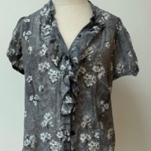 Grey Floral Blouse
